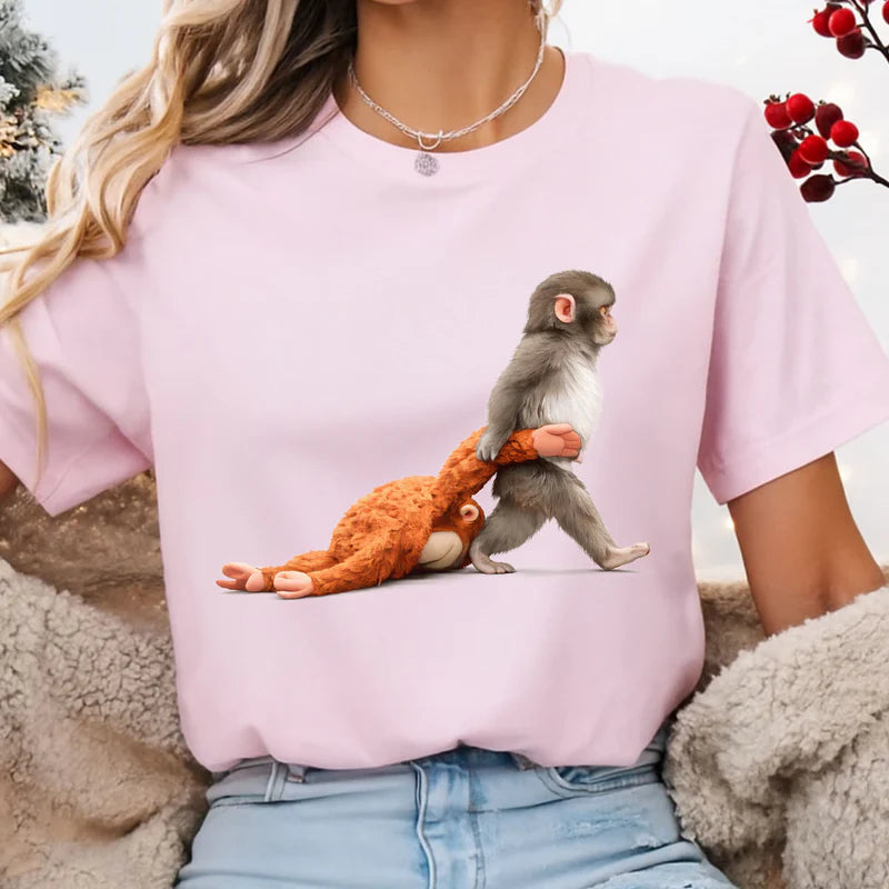 Cute Monkey T-Shirt for Animal Lovers - Heartwarming Design Cloth MagicInPrints