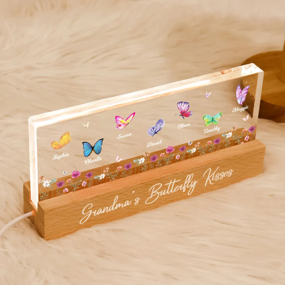 Personalized LED Night Light for Grandma with Butterfly Design - Sentimental Gift Plaque MagicInPrints
