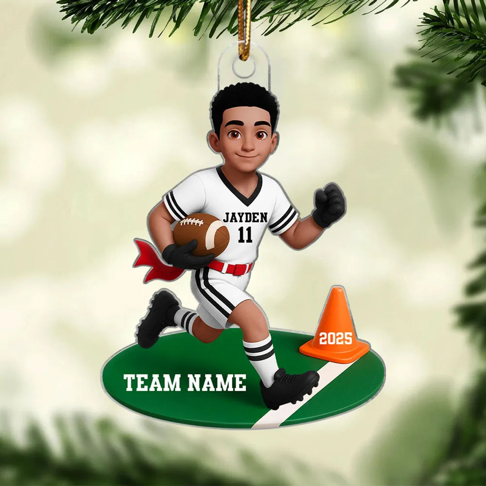 Personalized Football Player Ornament for Kids - Christmas Tree Decoration Ornament MagicInPrints