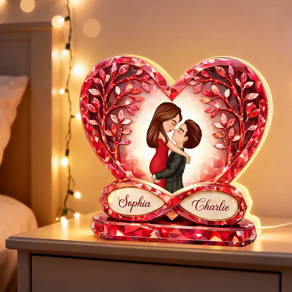 Personalized Heart-Shaped LED Lamp for Couples with Romantic Design - Anniversary Gift Plaque MagicInPrints