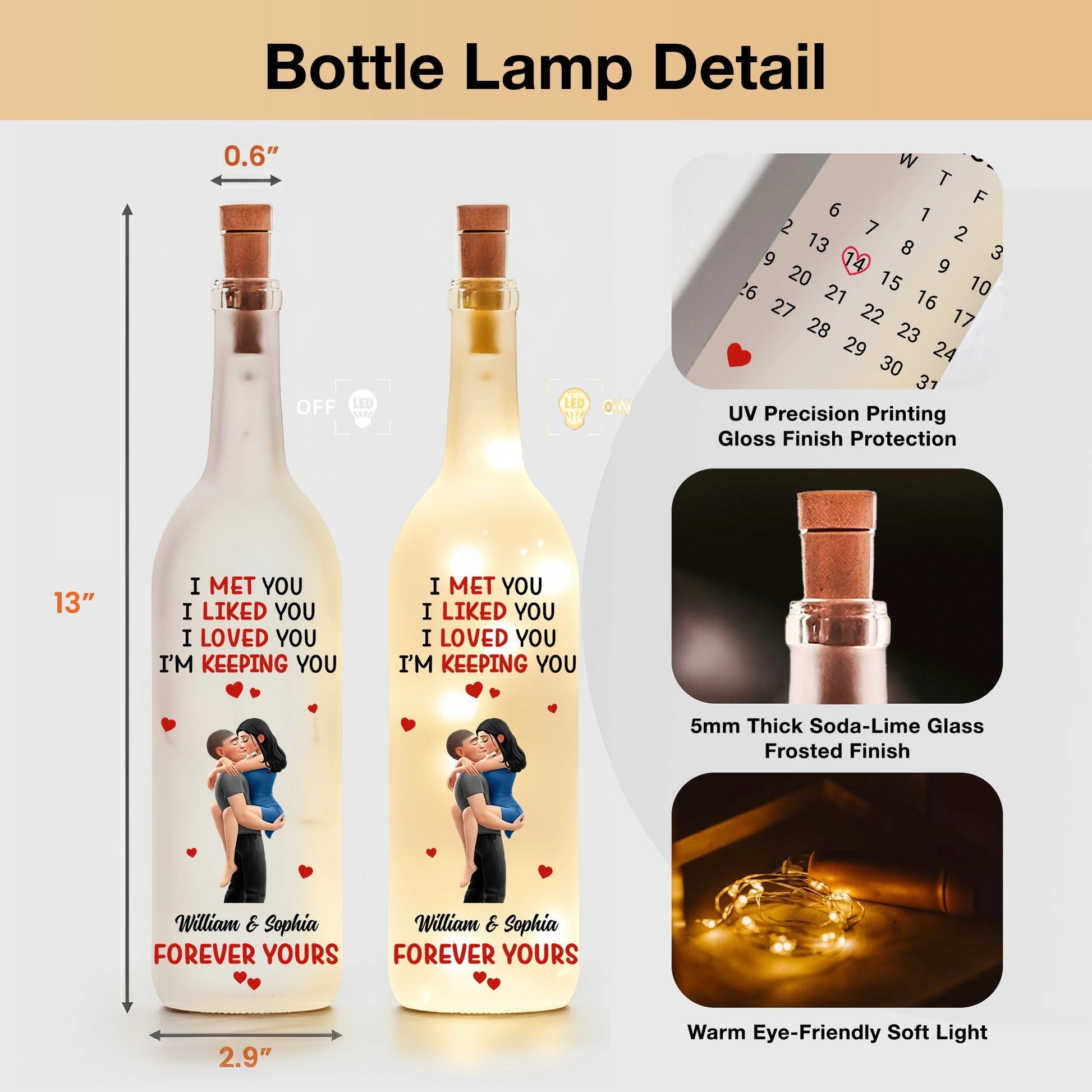 Personalized LED Wine Bottle Lamp for Couples - Romantic Anniversary Gift Lamp MagicInPrints
