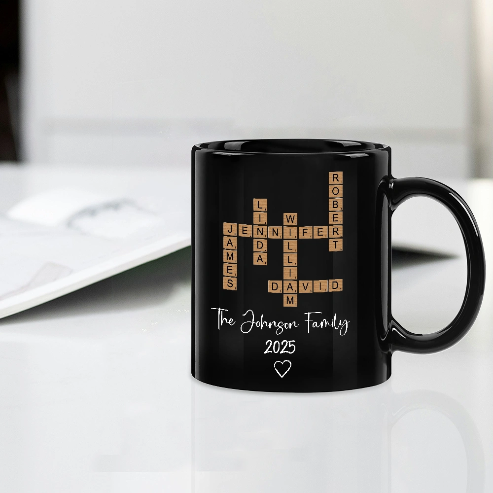 Personalized Family Crossword Mug for Home - Custom Names Gift Cup MagicInPrints