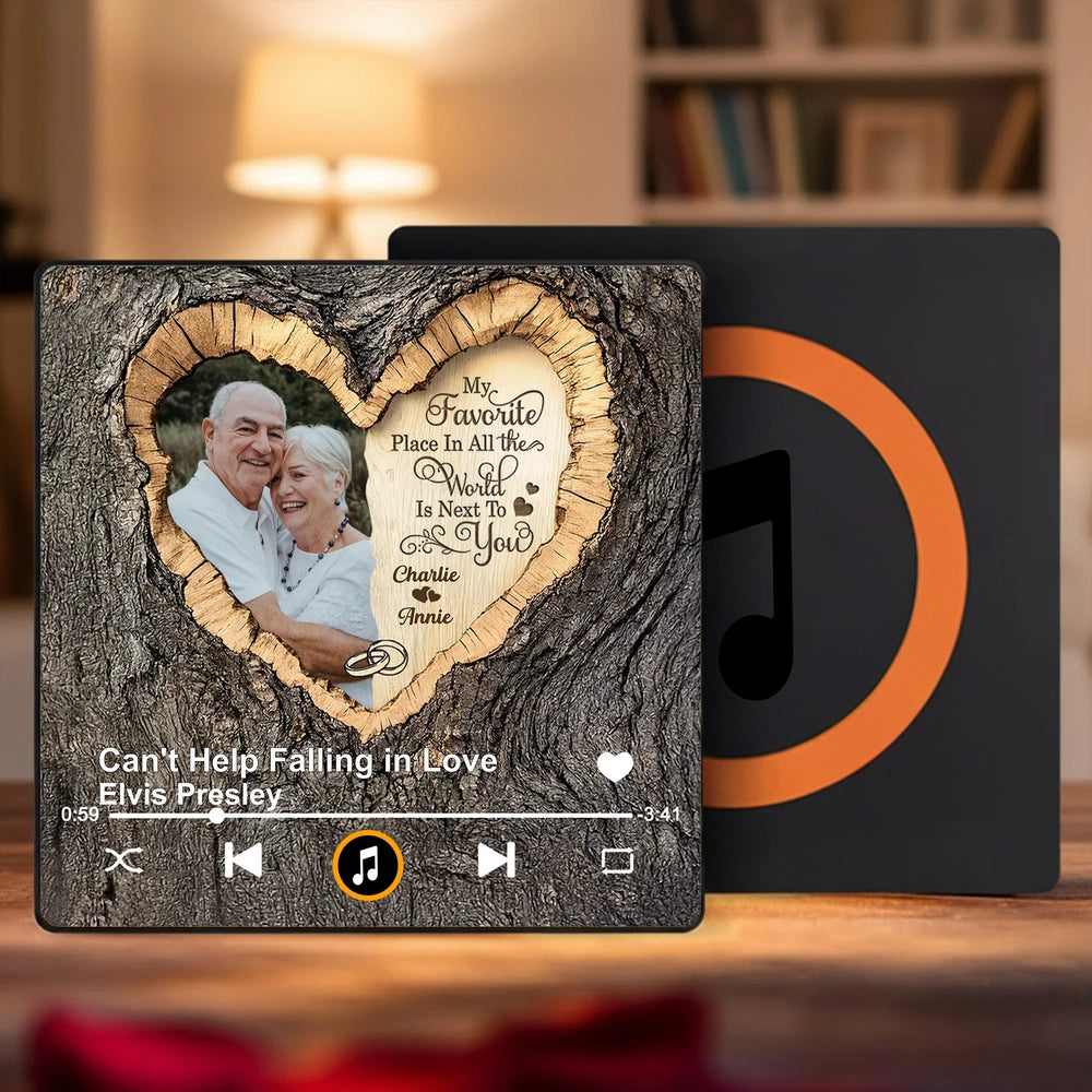 Personalized Wooden Photo Plaque for Couples - Romantic Gift for Anniversaries Fridge Magnet MagicInPrints