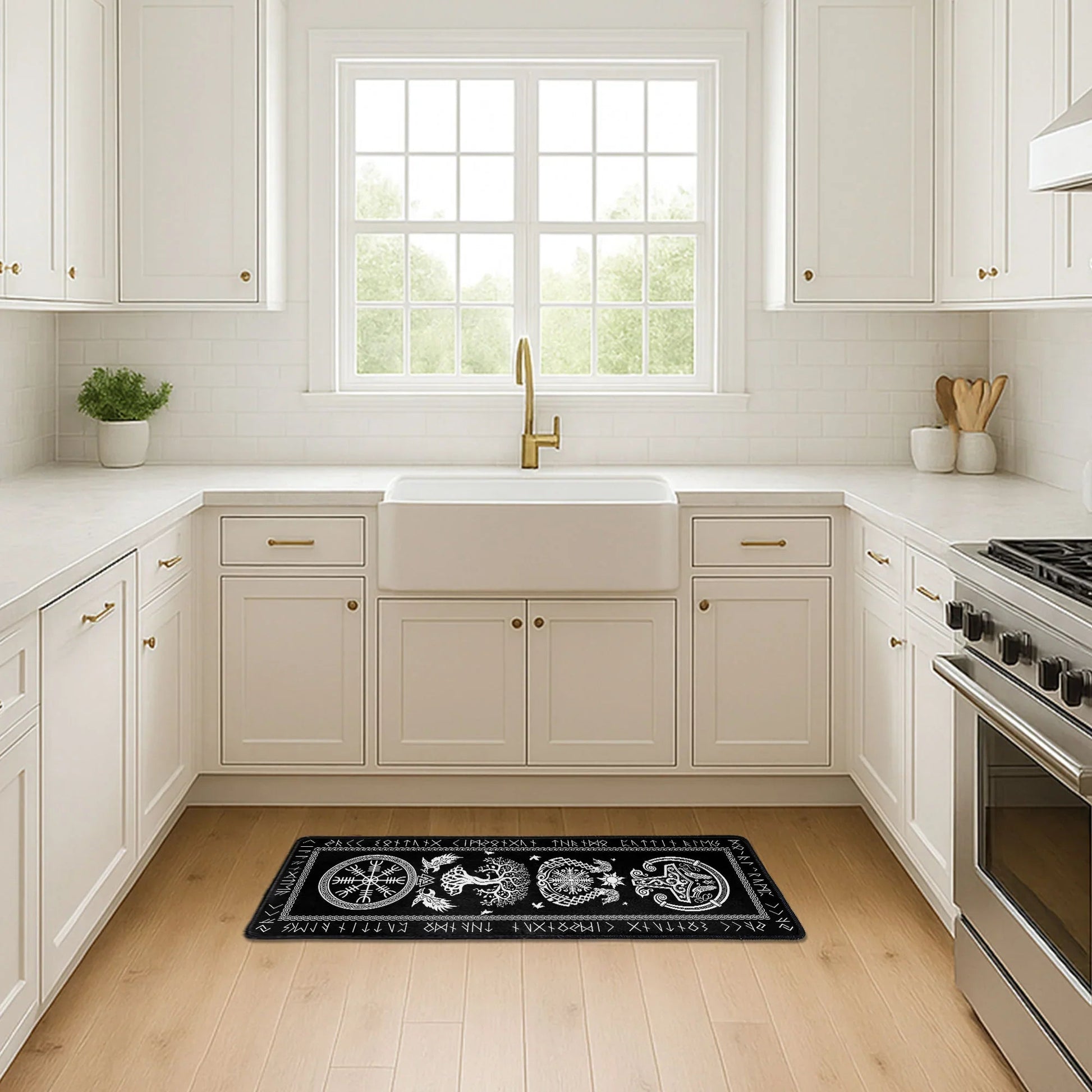 Viking Rune Kitchen Runner Rug for Home Decor - Nordic Mythology Design Doormat MagicInPrints