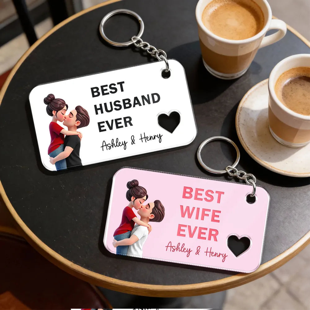 Personalized Keychain for Wife with Heart Design - Romantic Gift Keychain MagicInPrints