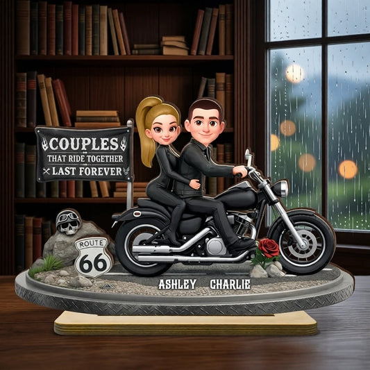 Custom Motorcycle Couple Figurine for Bikers - Romantic Gift Plaque MagicInPrints