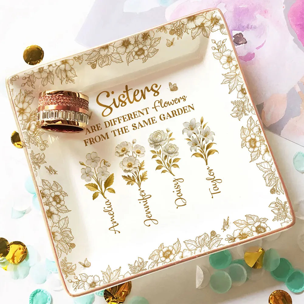 Personalized Sister Gift Plate - Floral Design for Sentimental Occasions Jewelry MagicInPrints