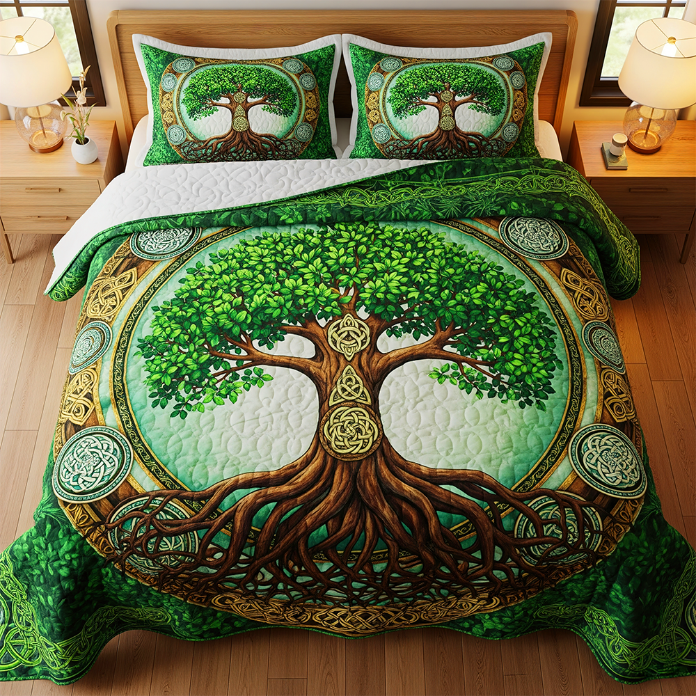 “Embrace the Wisdom of Nature” - Tree of Life Quilt Bedding Set - Customizable Gift for Nature Lovers & Home Decor Enthusiasts Blanket MagicInPrints