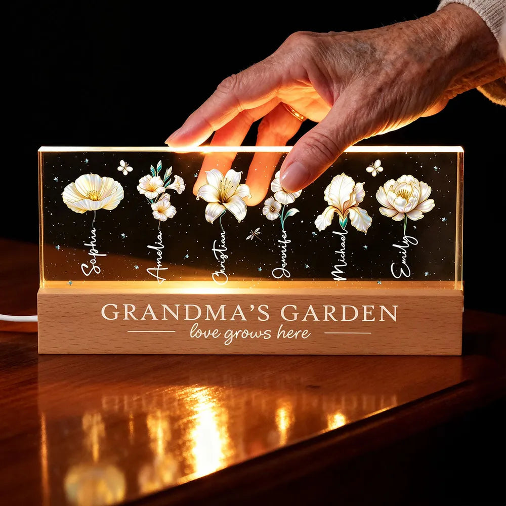 Personalized Acrylic Flower Block for Grandma - Custom Names Gift Plaque MagicInPrints