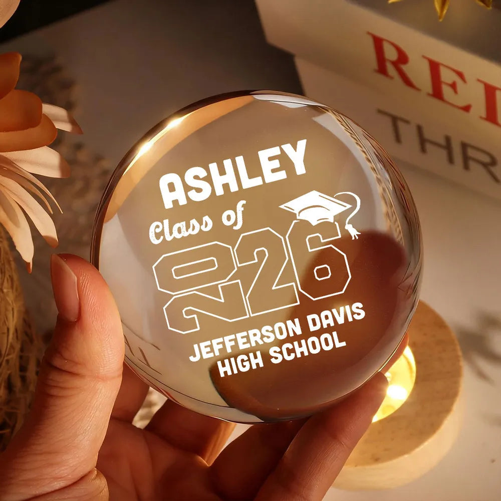 Personalized Graduation Crystal Ball Lamp for Class of 2026 - High School Keepsake Gift Lamp MagicInPrints