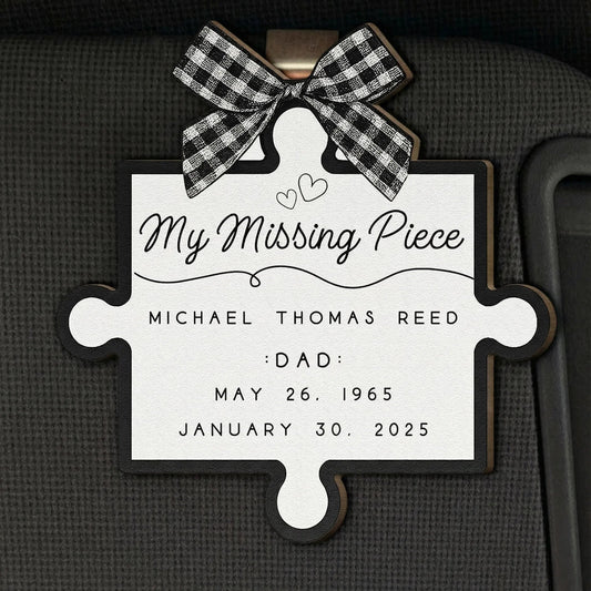 Custom Memorial Puzzle Piece Plaque for Dad - Sentimental Keepsake Car Hanger MagicInPrints