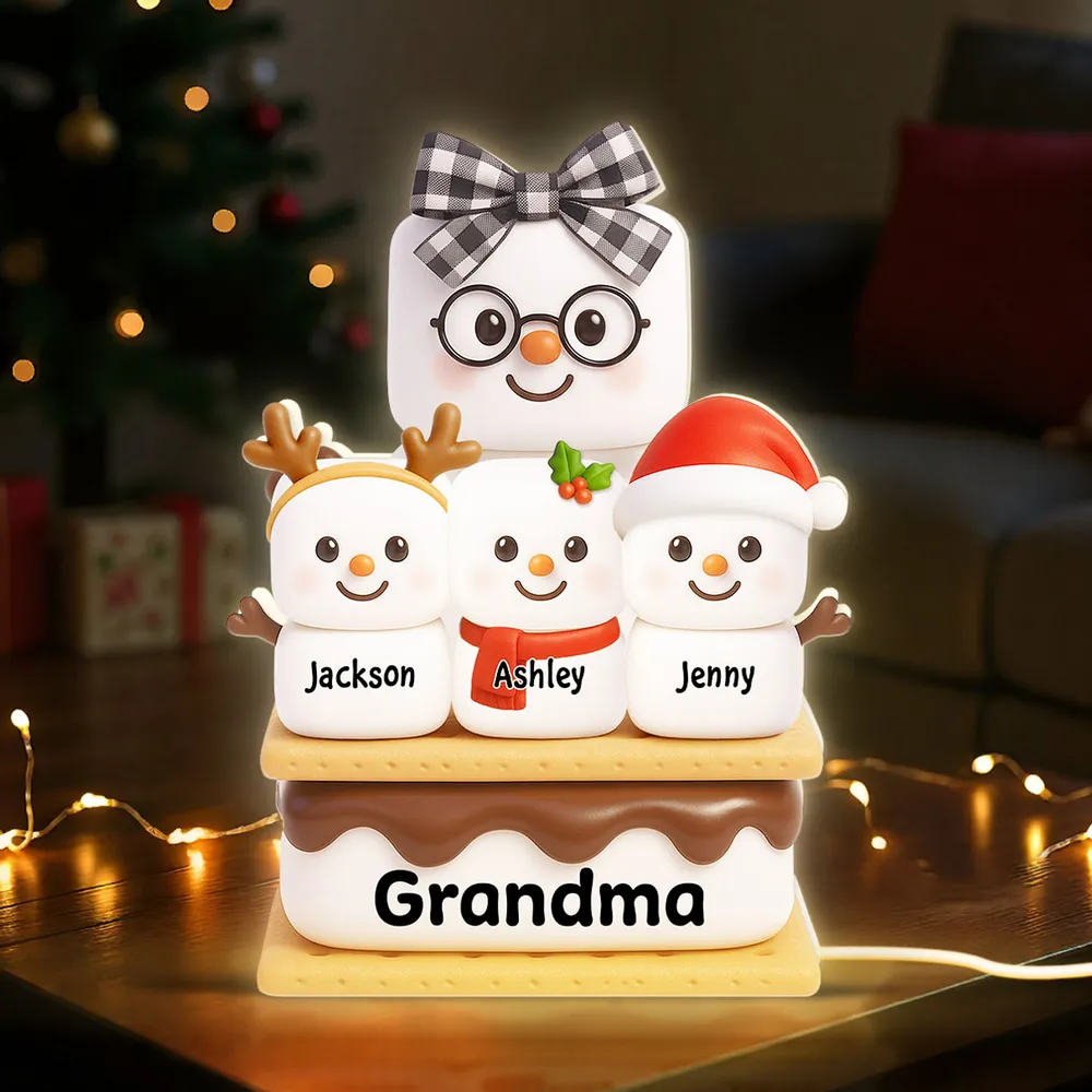 Custom Family Snowman Light for Grandma - Christmas Decor Plaque MagicInPrints