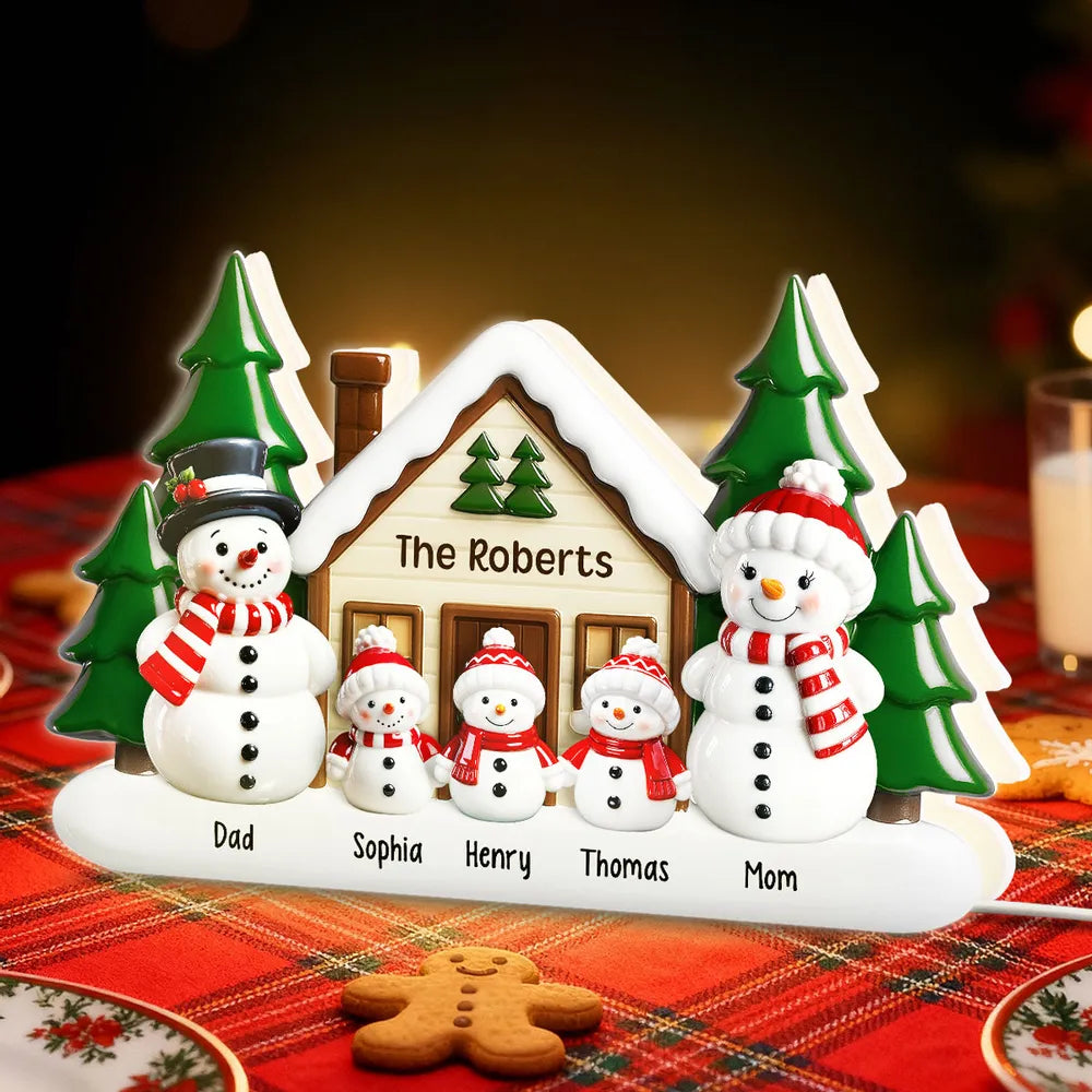 Personalized Family Snowman Christmas Ornament - Holiday Decoration Plaque MagicInPrints