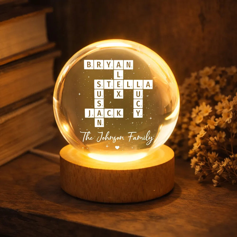 Custom Family Name Lamp Personalized Crossword Light - Home Decor Gift Lamp MagicInPrints