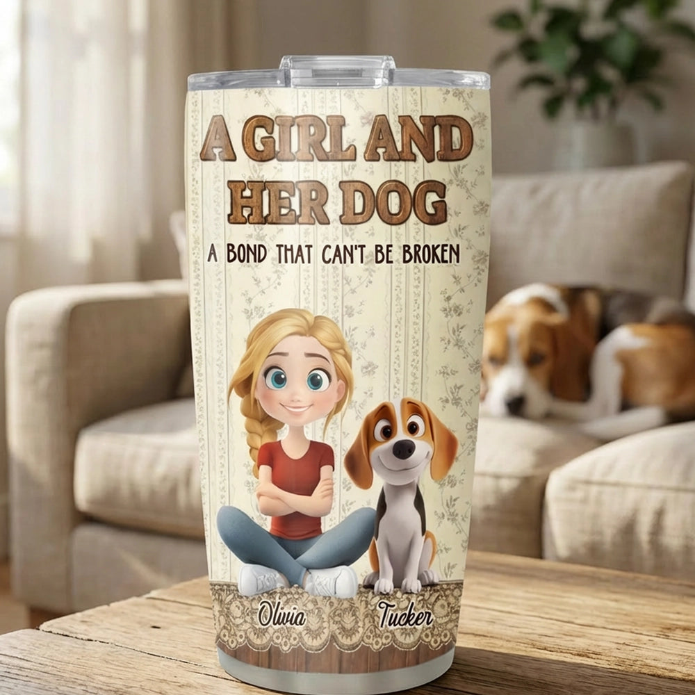 Personalized Girl and Dog Tumbler for Pet Lovers - Sentimental Gift Cup MagicInPrints