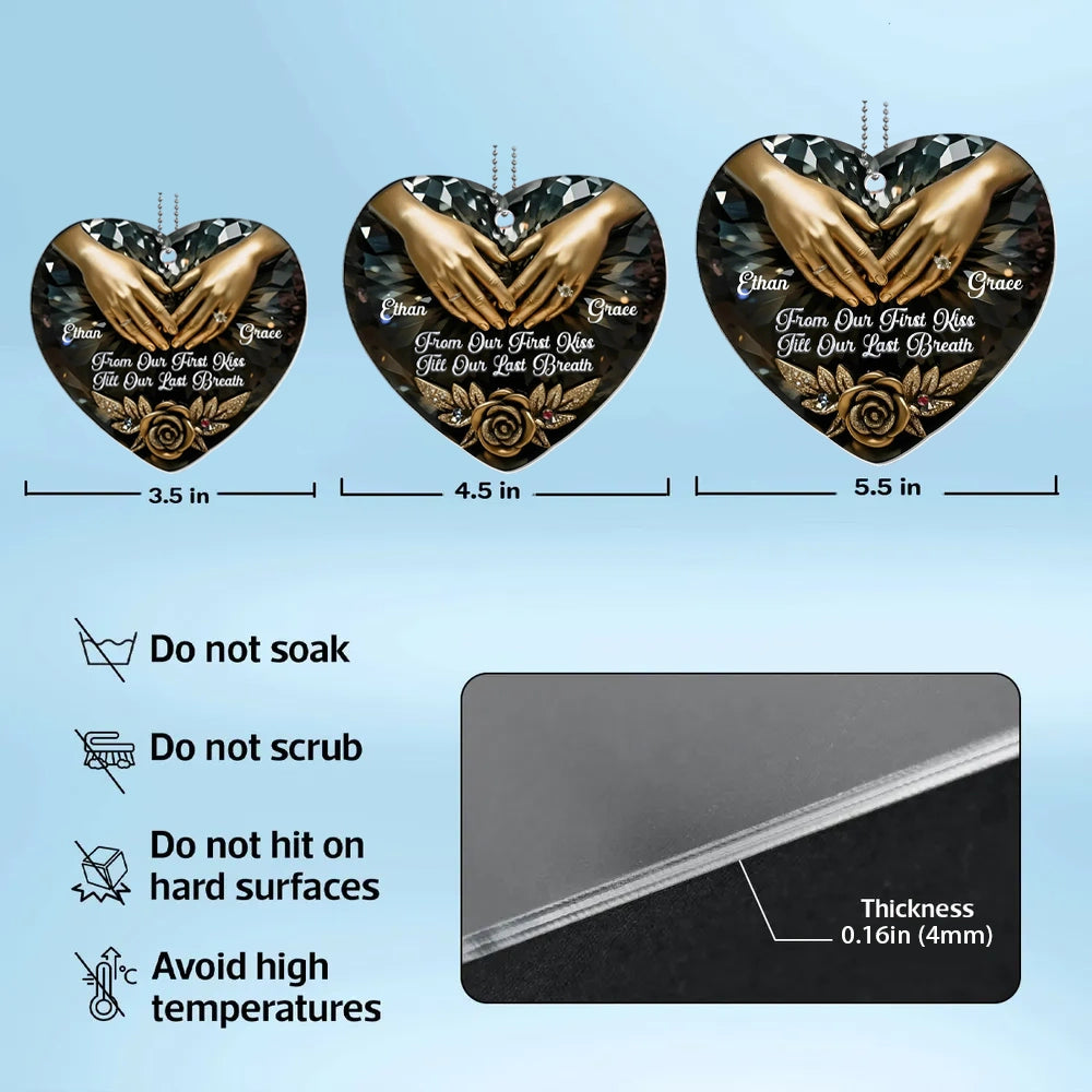 Personalized Heart Car Ornament for Couples - Romantic Keepsake Gift Car Hanger MagicInPrints