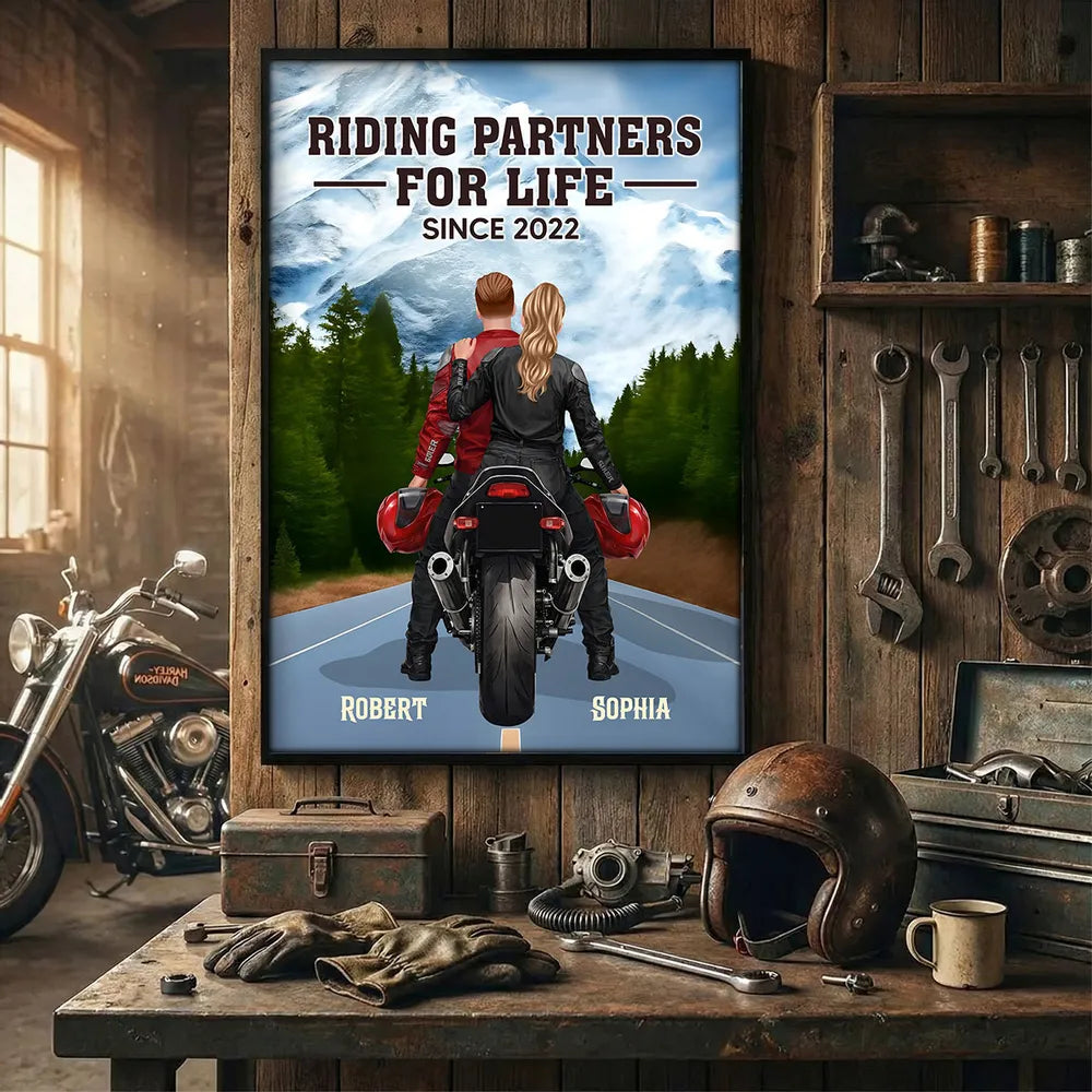 Personalized Motorcycle Couple Poster for Bikers - Anniversary Gift Poster or Canvas MagicInPrints