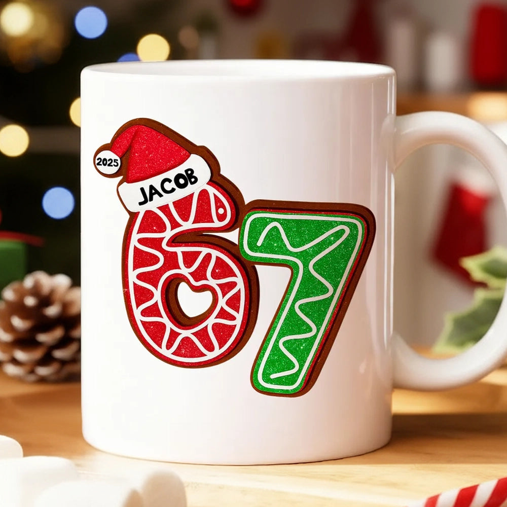Personalized Christmas Mug for Kids - Santa Hat Design with Name and Year Cup MagicInPrints