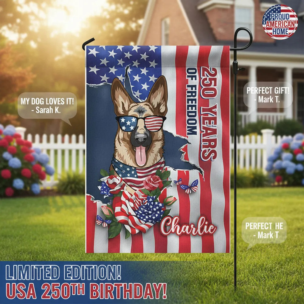Personalized Patriotic Dog Garden Flag for Pet Lovers - Independence Day Decor Flag MagicInPrints