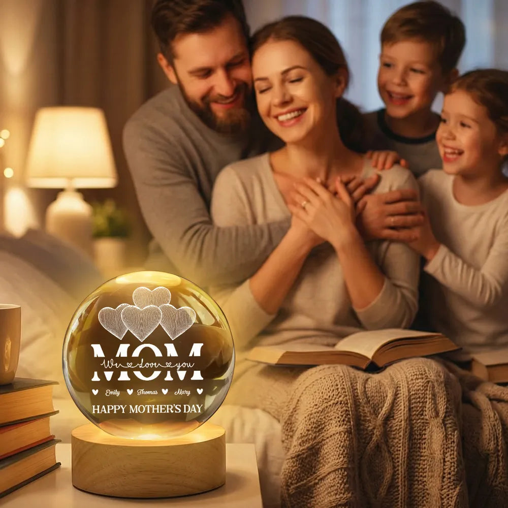 Personalized LED Night Light for Mom - Heart Design - Mother's Day Gift Lamp MagicInPrints