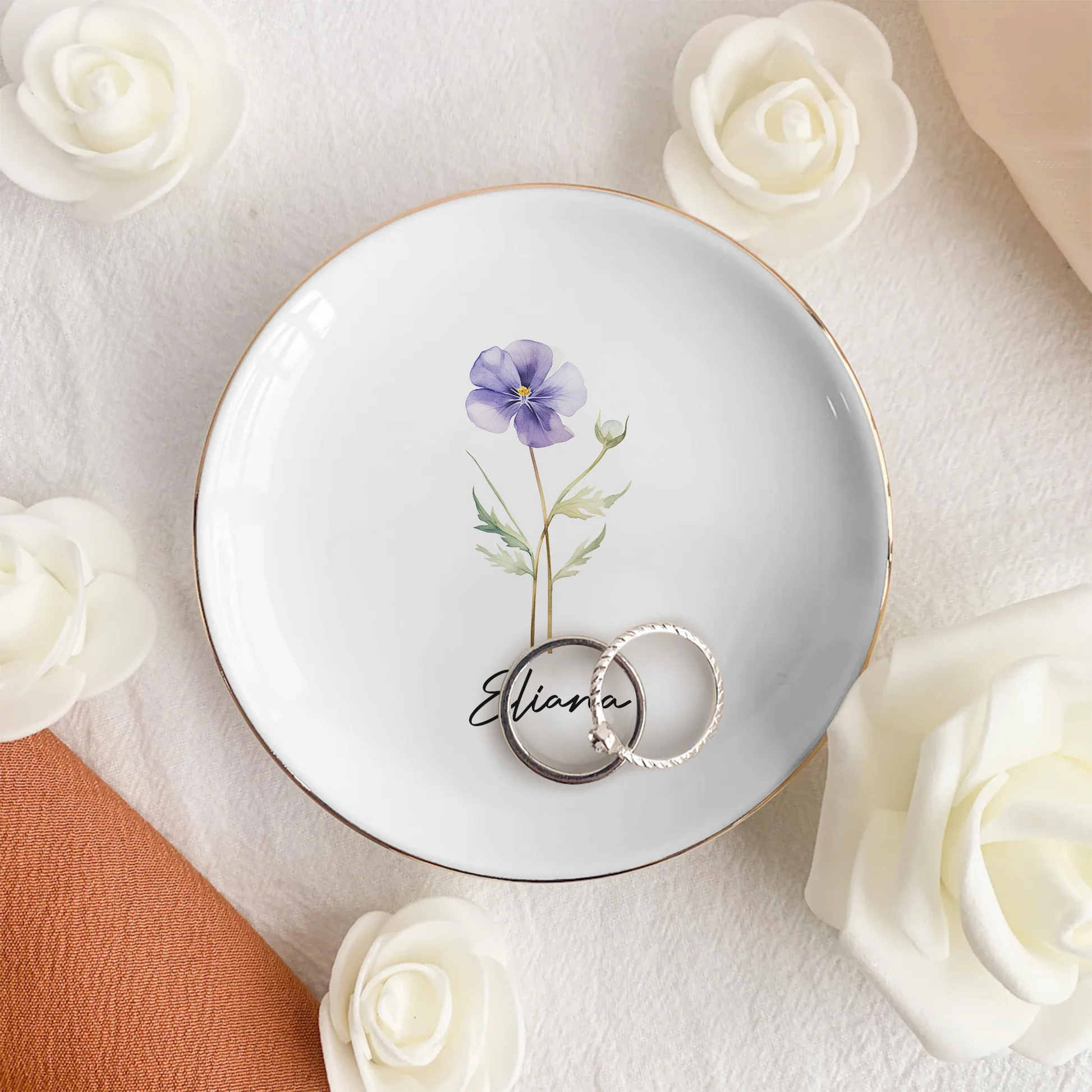 Personalized Floral Jewelry Dish Set for Women - Elegant Gift for Special Occasions Jewelry MagicInPrints