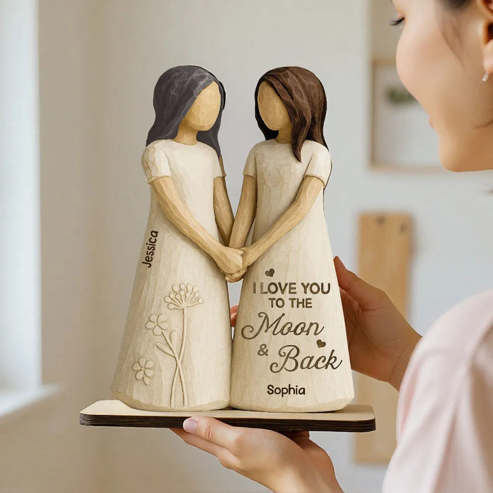 Personalized Mother and Daughter Wooden Sculpture - Sentimental Gift for Family Bonding Plaque MagicInPrints