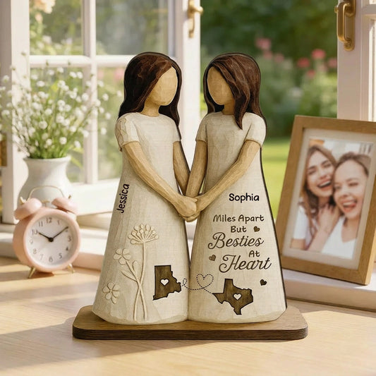 Personalized Best Friends Wooden Figurine - Long Distance Friendship Gift Plaque MagicInPrints