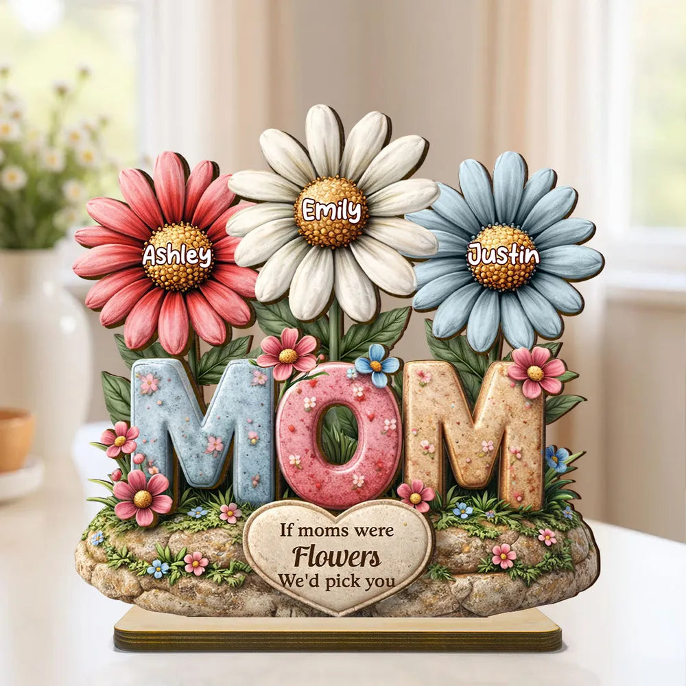 Personalized Floral Mom Plaque for Mother's Day - Custom Names and Heartfelt Message Plaque MagicInPrints