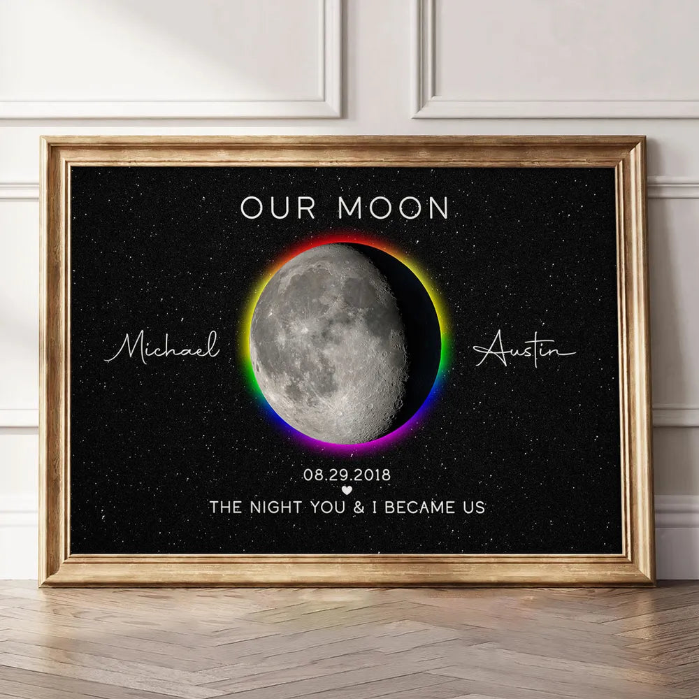 Personalized Moon Phase Canvas Print for Couples - Anniversary Gift Poster or Canvas MagicInPrints