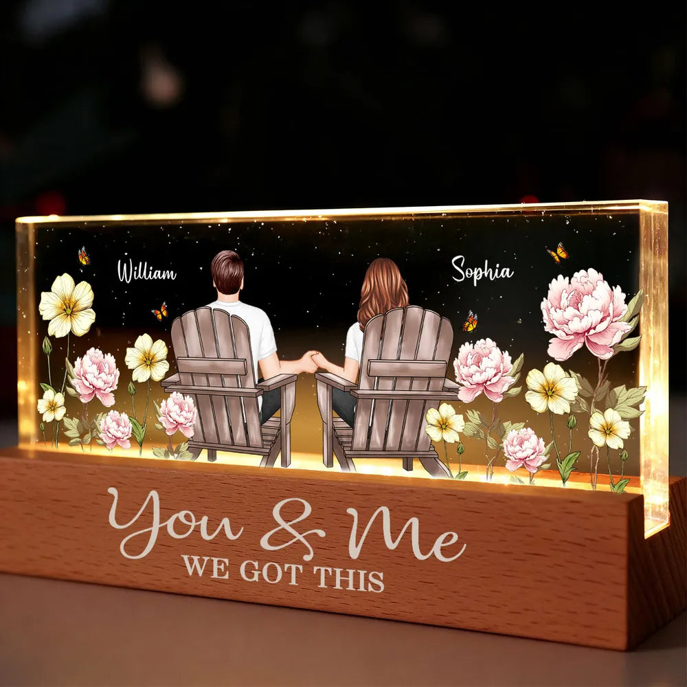 Personalized Romantic LED Lamp for Couples with Floral Design - Anniversary Gift Plaque MagicInPrints
