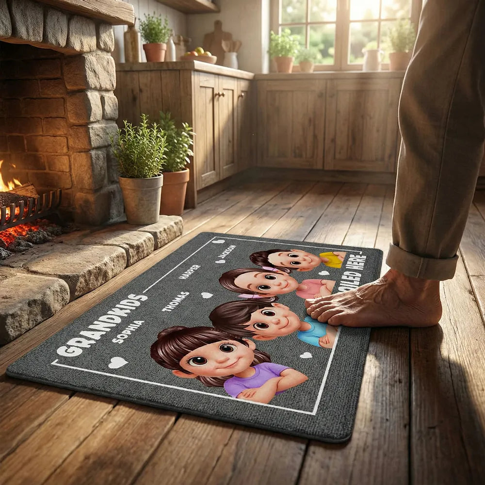 Personalized Grandkids Doormat for Grandparents - Cute Cartoon Design Doormat MagicInPrints