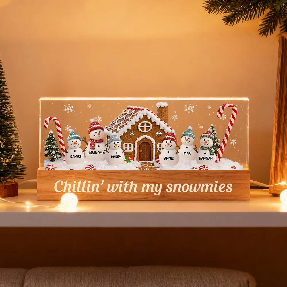Personalized Family Snowman LED Light for Home - Holiday Decor Plaque MagicInPrints