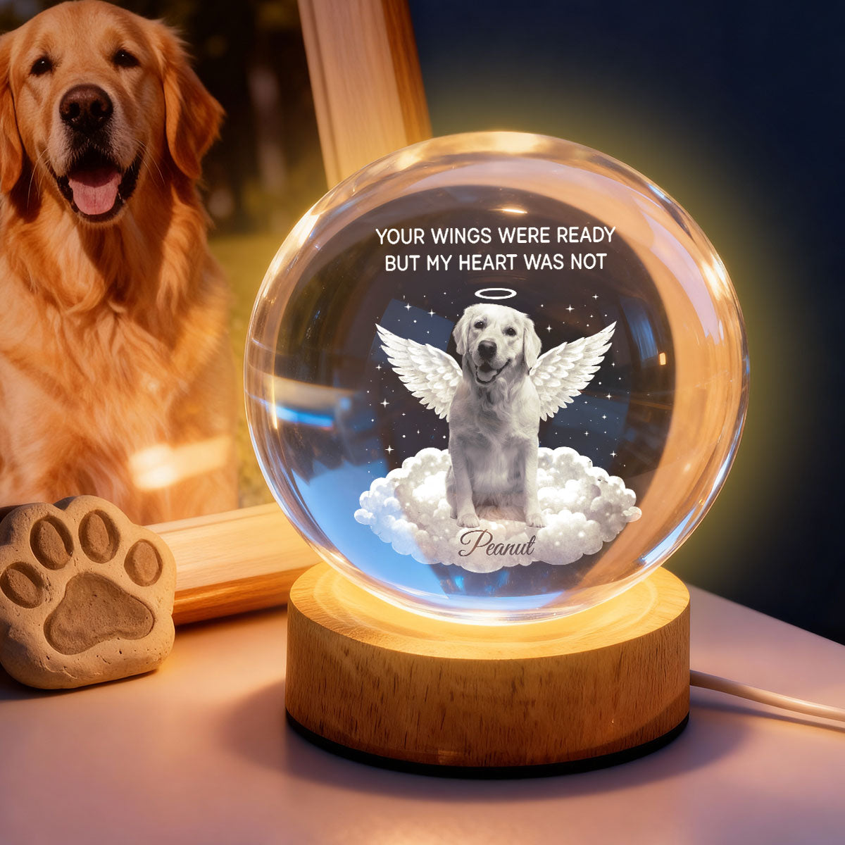 Personalized Pet Memorial Crystal Ball Light for Cat Lovers - Sentimental Keepsake Lamp MagicInPrints