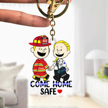 Load image into Gallery viewer, Personalized Come Home Safe Couple Keychain | Unique Valentine&#39;s Day Gifts for Couples Keychains PopCulturePrints
