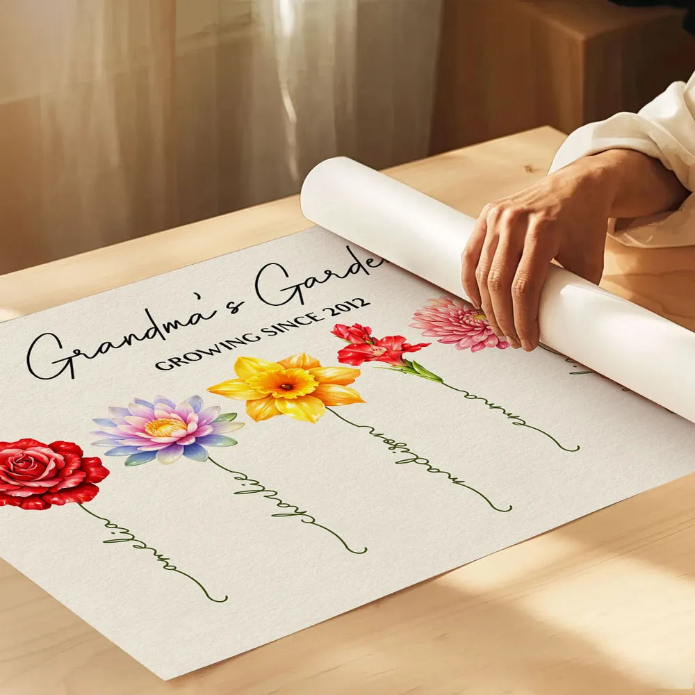 Personalized Grandma's Garden Floral Name Print - Family Gift Poster or Canvas MagicInPrints