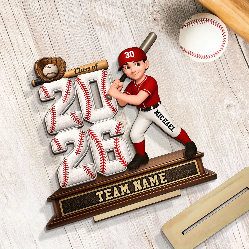 Personalized Baseball Graduation Gift for Class of 2026 - Custom Team Name Display Plaque MagicInPrints