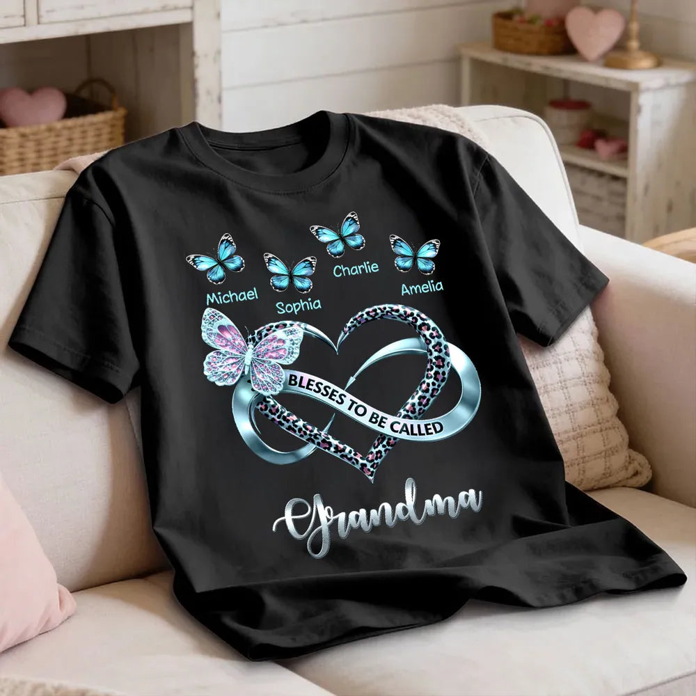 Personalized Grandma T-Shirt with Butterfly and Heart Design - Family Gift Cloth MagicInPrints
