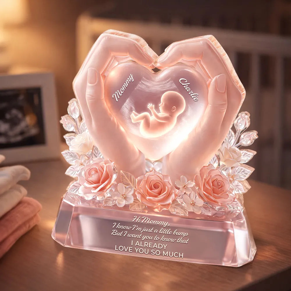 Personalized Heart-Shaped LED Keepsake for Expecting Mothers - Sentimental Baby Gift Plaque MagicInPrints