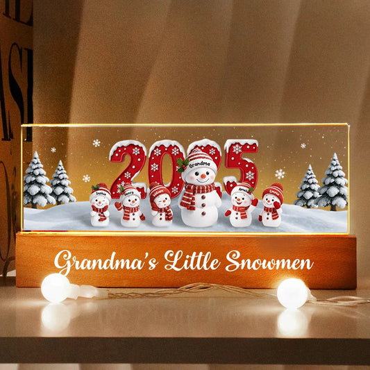 Personalized LED Acrylic Snowman Family Light for Grandma - Christmas Decoration Plaque MagicInPrints