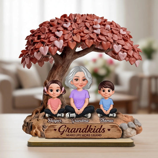 Personalized Family Tree Sculpture for Grandma - Heartfelt Gift for Grandkids Plaque MagicInPrints