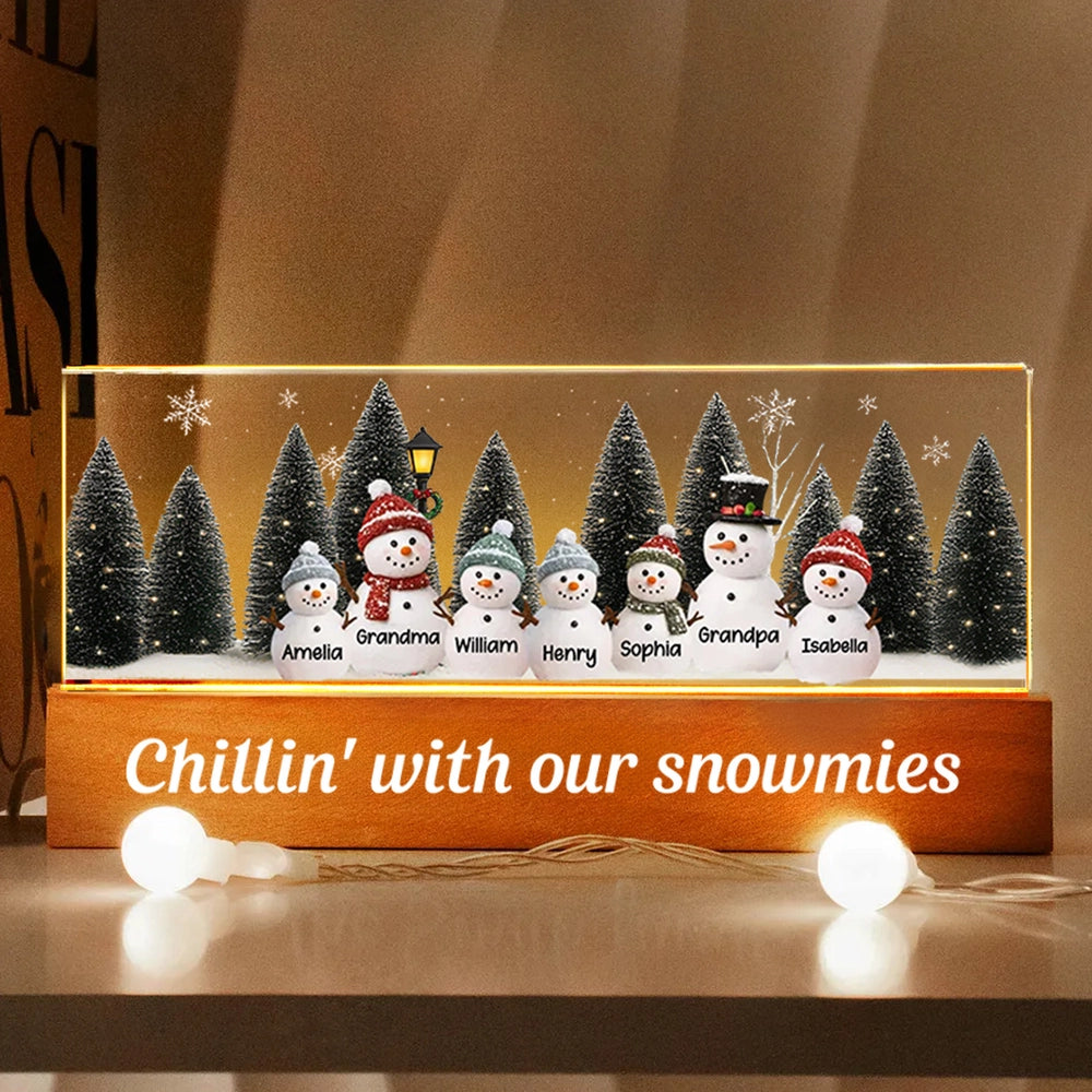 Personalized Snowman Family LED Light for Home Decor - Christmas Gift Plaque MagicInPrints