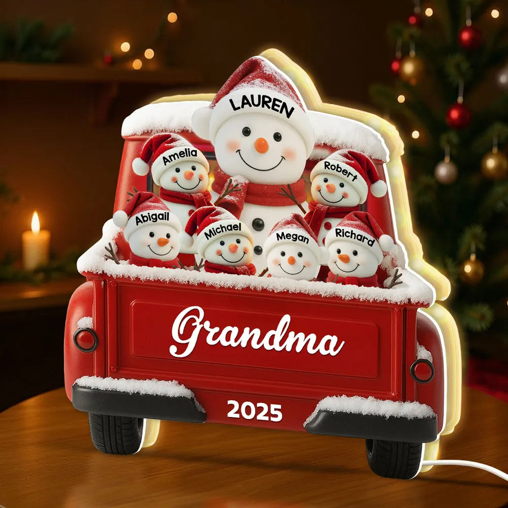 Personalized Snowman Family Ornament for Grandma - Christmas 2025 Decoration Plaque MagicInPrints