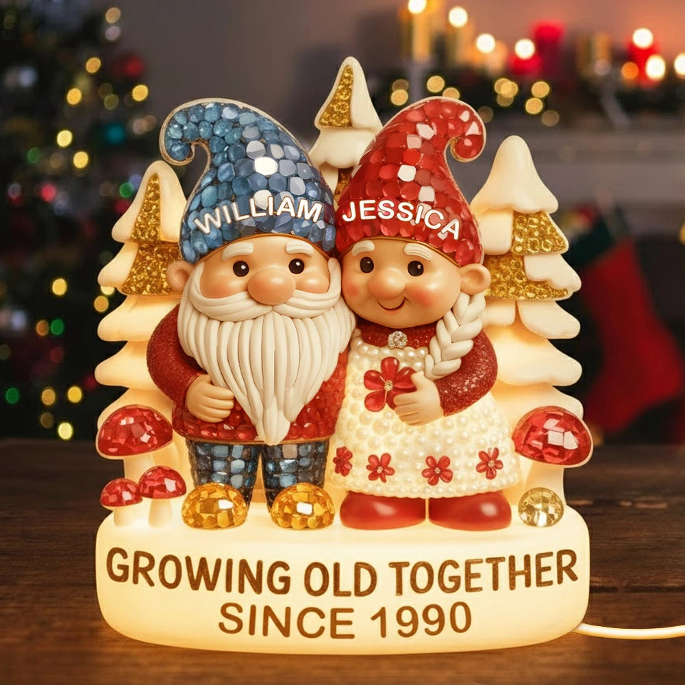 Personalized Gnome Couple Lamp for Couples - Anniversary Gift Plaque MagicInPrints