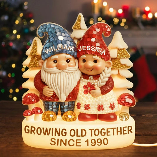 Personalized Gnome Couple Lamp for Couples - Anniversary Gift Plaque MagicInPrints