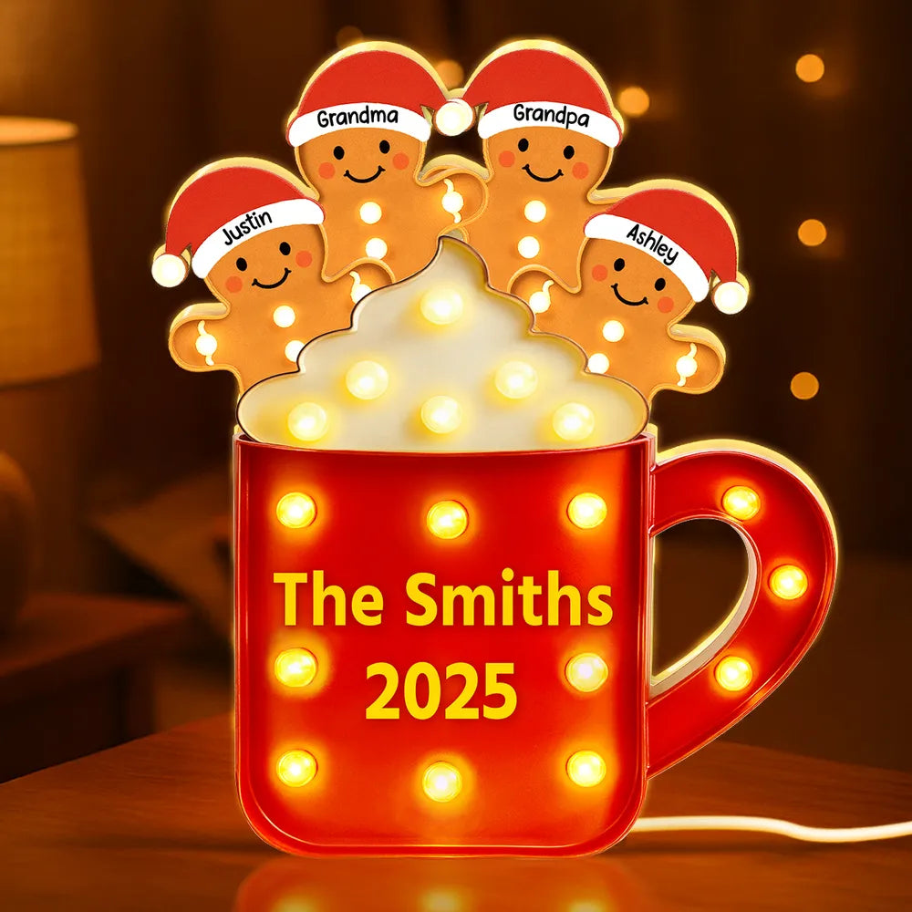 Personalized Family Christmas Light-Up Mug Sign - Festive Holiday Decor Plaque MagicInPrints