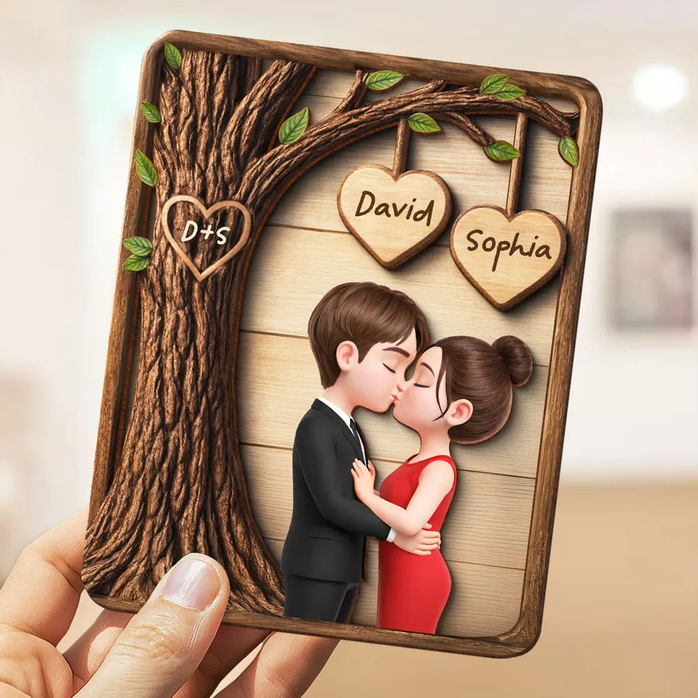 Personalized Couple Wooden Plaque for Romantic Occasions - Custom Names Engraved Plaque MagicInPrints