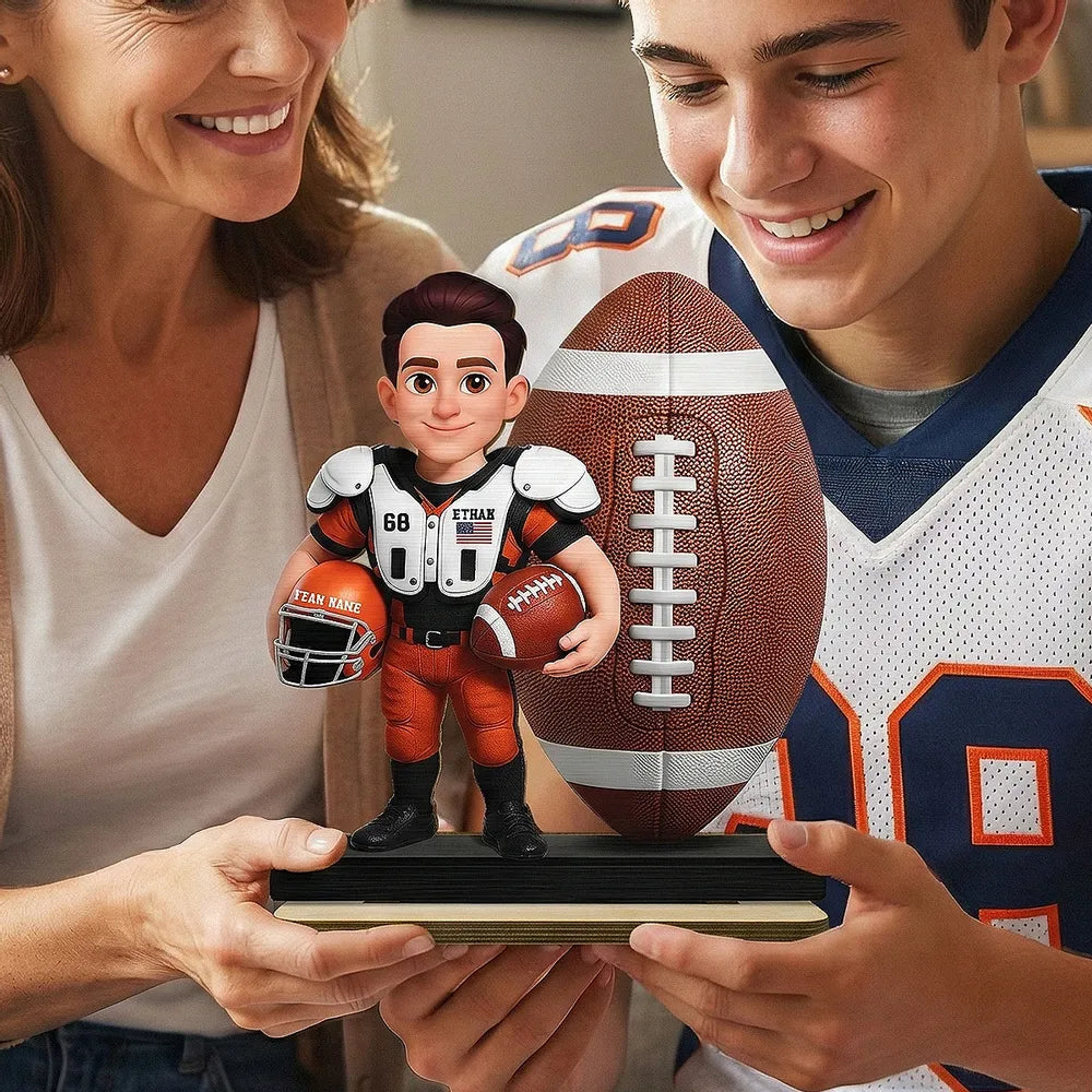 Personalized Football Player Figurine for Kids - Custom Name Gift Plaque MagicInPrints