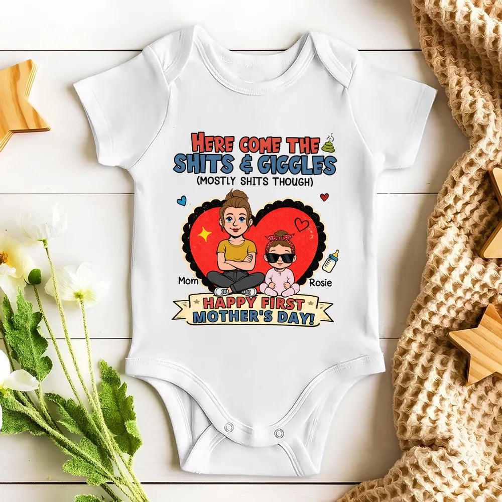 Personalized Baby Onesie for Mom and Baby - Funny First Mother's Day Gift Cloth MagicInPrints