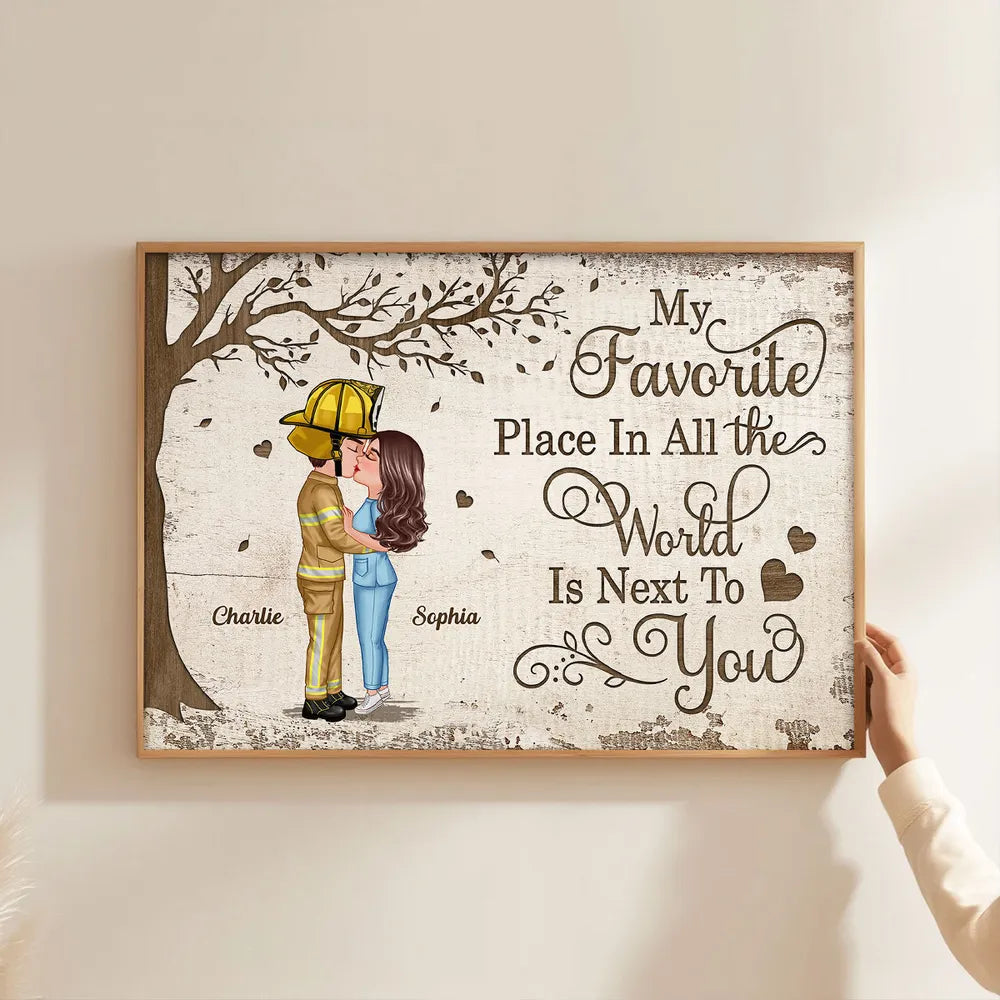 Personalized Couple Wall Art for Firefighter and Partner - Romantic Home Decor Gift Poster or Canvas MagicInPrints