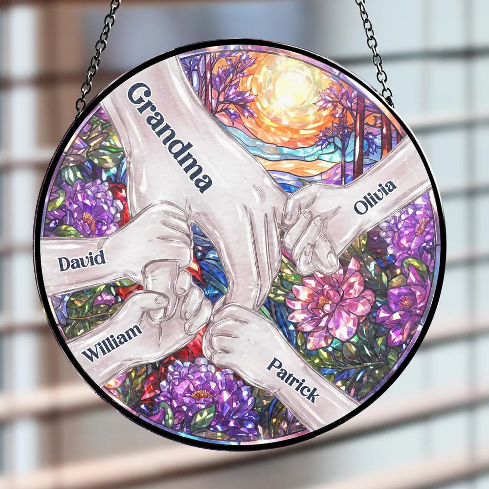 Personalized Family Handprint Sun Catcher for Grandma - Sentimental Gift Ornament MagicInPrints